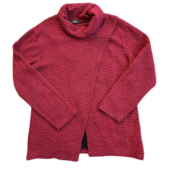 Cherishh Sweaters - Cherishh Cowl Neck Sweater Wmn L Red Black Honeycomb Knit Made in Italy